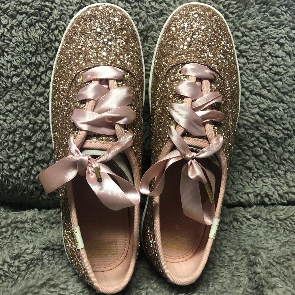 Rose gold Kate spade glitter keds